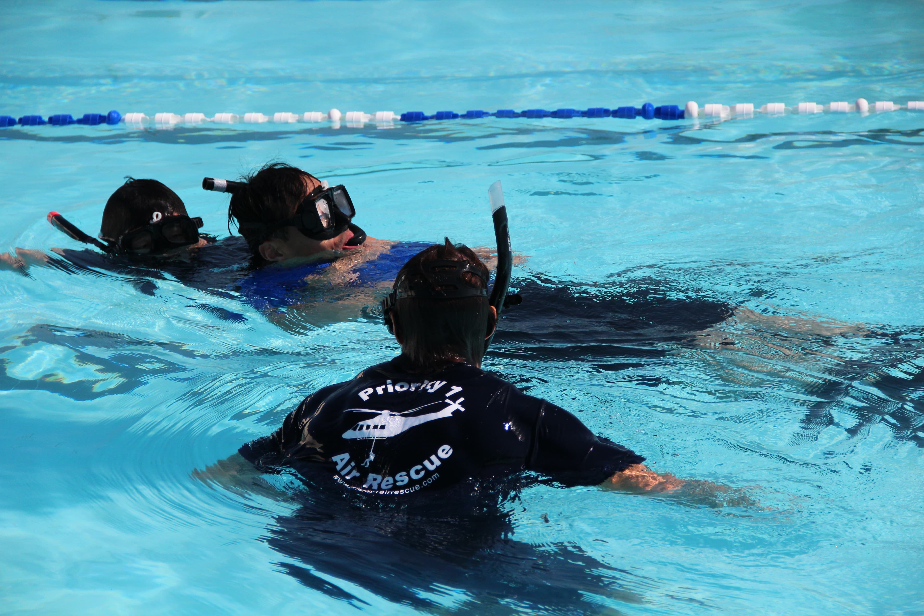 P1AR rescue swimmer training in open water