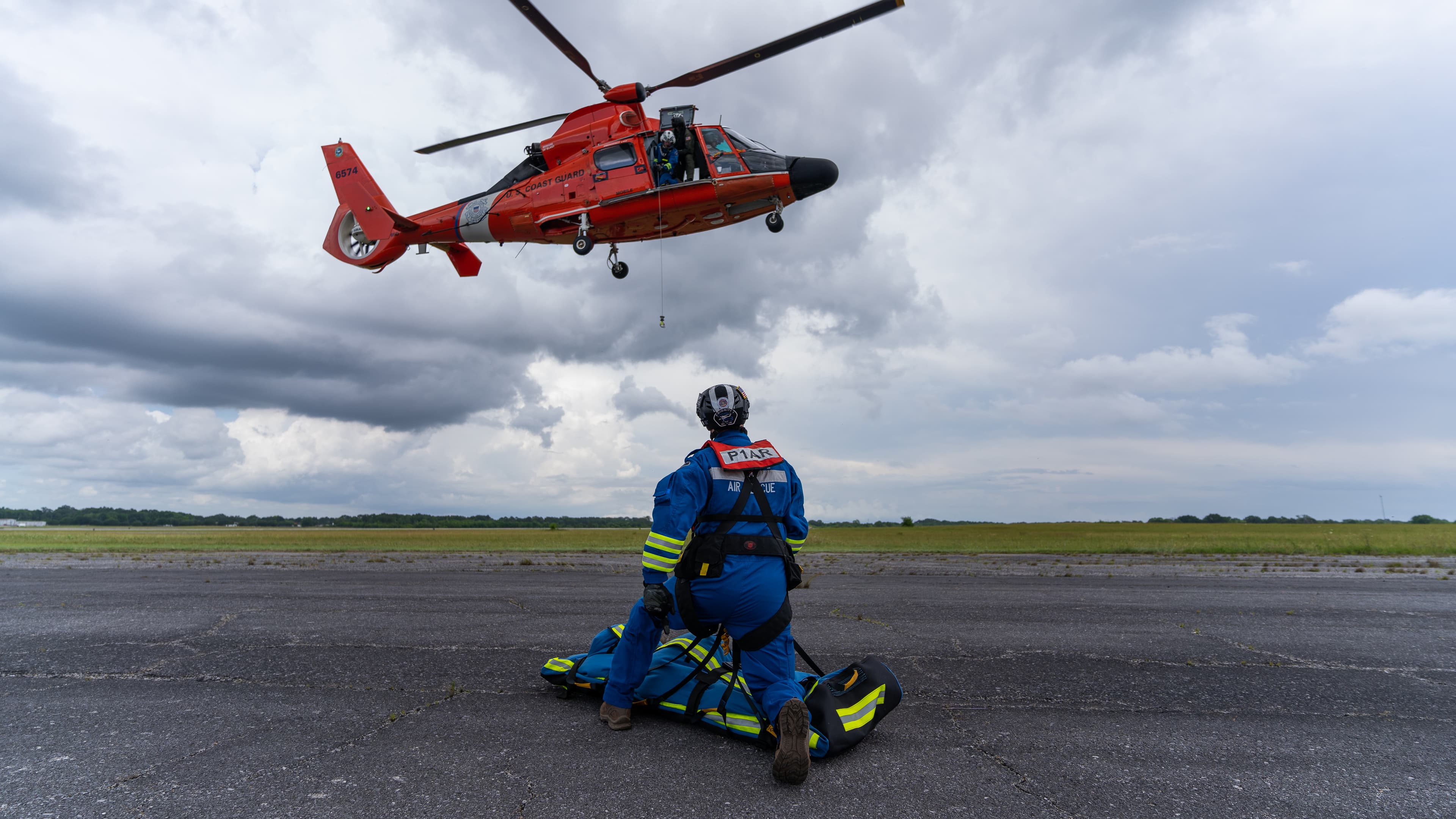 P1AR crew with Coast Guard helicopter